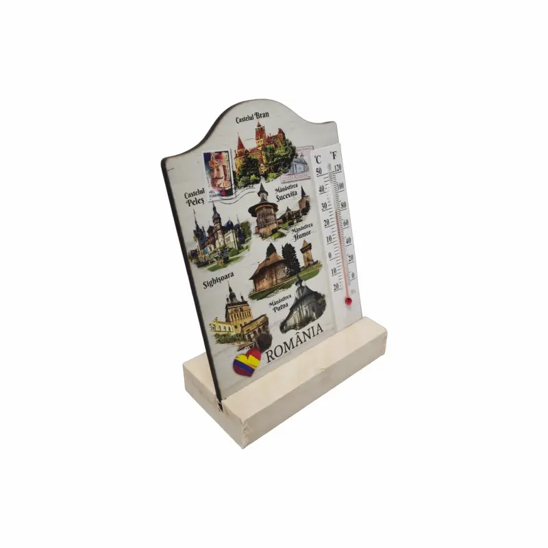 Romania, decoratiune lemn cu termometru, model 13